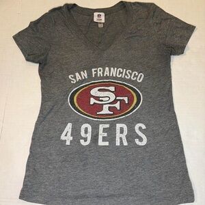 NFL Team Apparel Women's Gray Tee with Red & Blue Logo